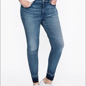 Express Mid Rise Supersoft Raw Hem Ankle Leggings